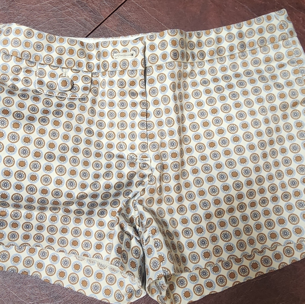 J. Crew Patterned Women Shorts - Cream and Gold